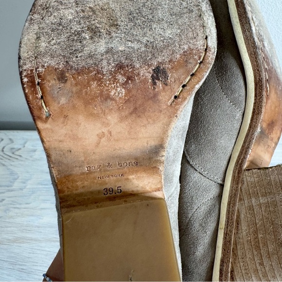 Rag & Bone Finlay Taupe Suede Western Pull-on Ankle Boots Wooden Heel Size 9.5 - Picture 9 of 16